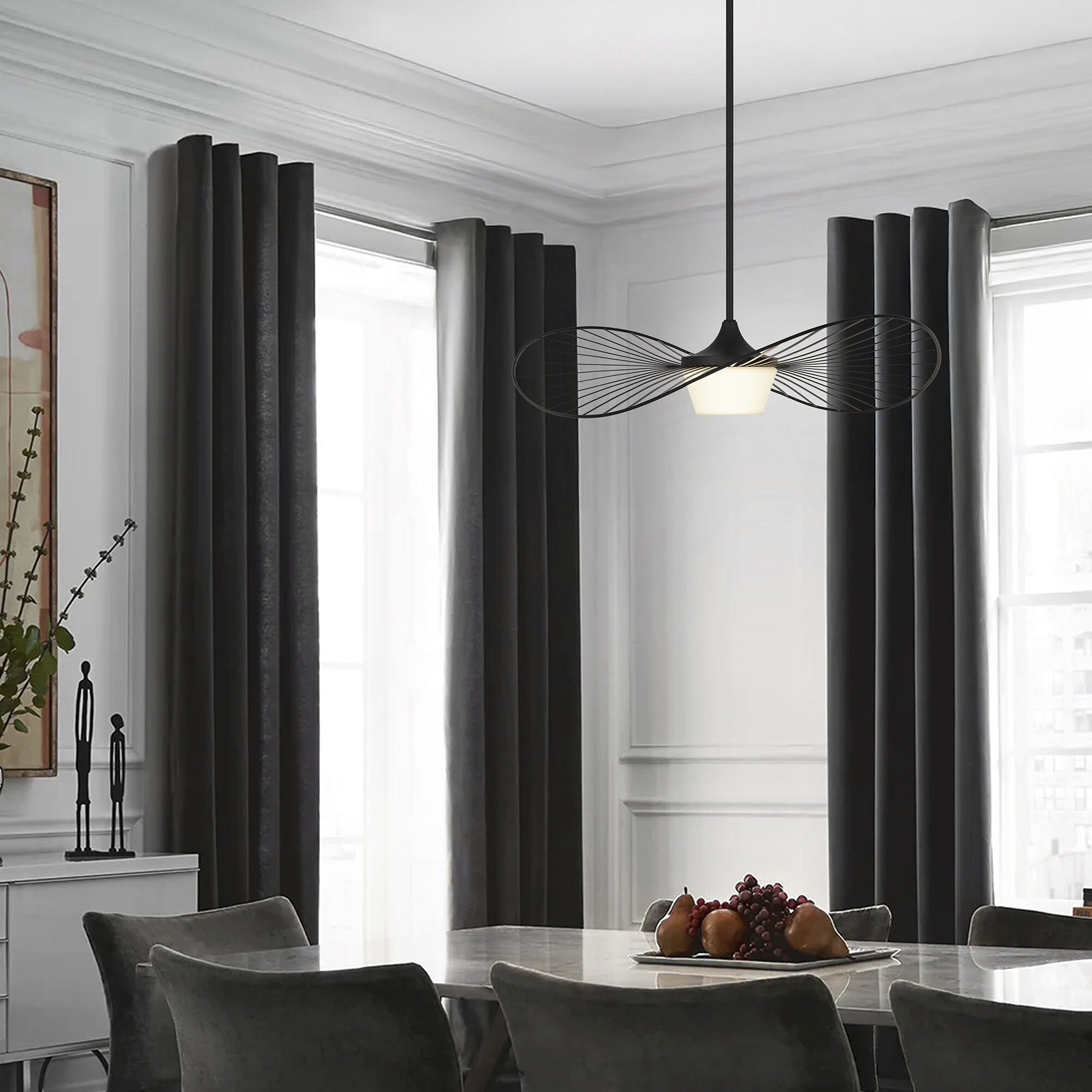 New Wave LED 34 inch Sand Black Outdoor Pendant